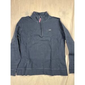 Vineyard Vines Navy Blue Cotton Quarter Zip Pullover Sweater Size Medium